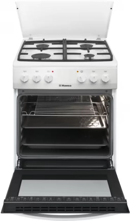 Плита Hansa комбінована, 62л, 50x60см, конвекція, чавун, білий