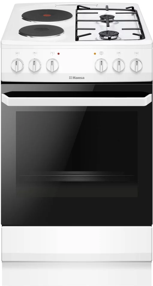 Плита Hansa з комбі. вар. поверхнею, 50х60см, 62л, емаль, газ контр., білий