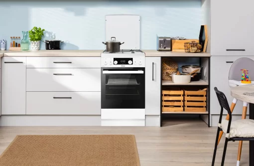 Плита Hansa комбінована, 65л, 50x60см, дисплей, конвекція, чавун, білий