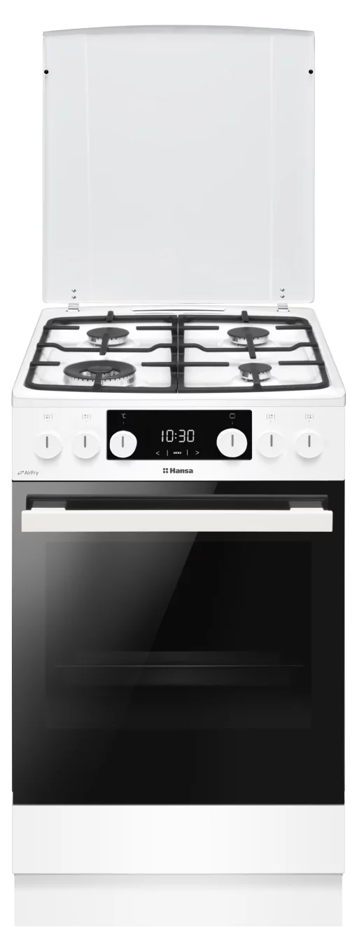 Плита Hansa комбінована, 65л, 50x60см, дисплей, конвекція, чавун, білий