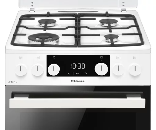 Плита Hansa комбінована, 65л, 50x60см, дисплей, конвекція, чавун, білий