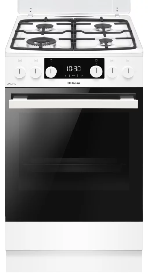 Плита Hansa комбінована, 65л, 50x60см, дисплей, конвекція, чавун, білий