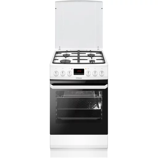 Плита Hansa комбінована, 50х60см, 62л, чавун, газ контр., дисплей, білий