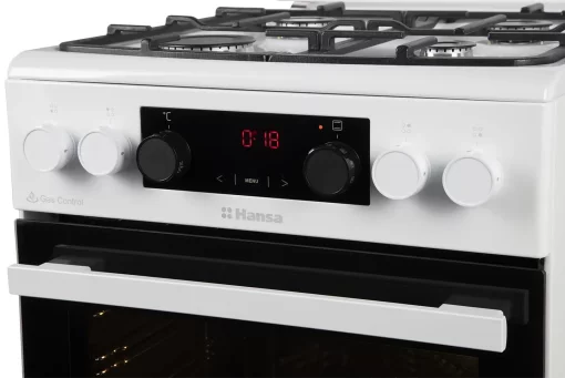 Плита Hansa комбінована, 65л, 50x60см, дисплей, конвекція, чавун, білий