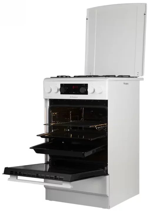 Плита Hansa комбінована, 65л, 50x60см, дисплей, конвекція, чавун, білий