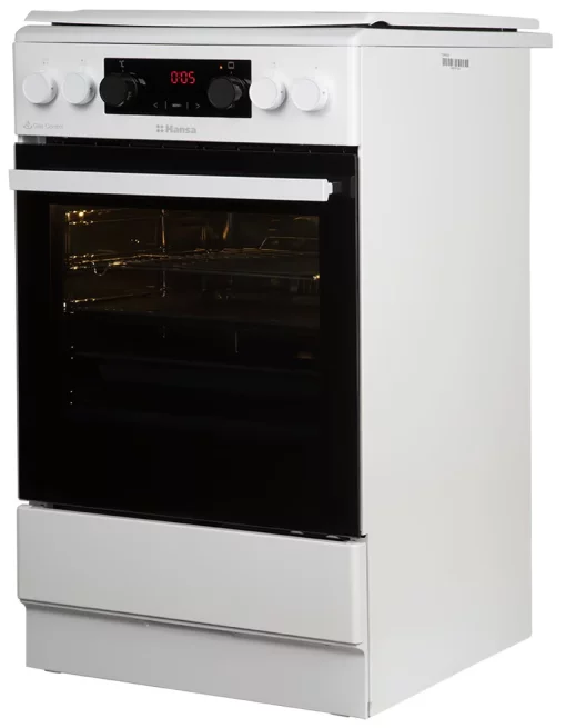Плита Hansa комбінована, 65л, 50x60см, дисплей, конвекція, чавун, білий