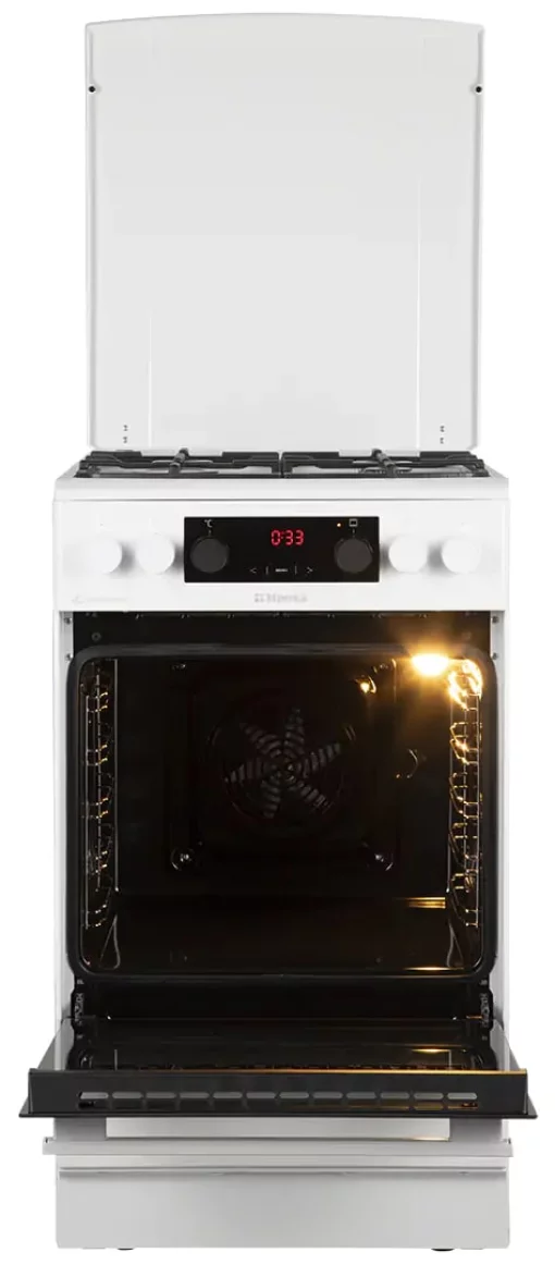 Плита Hansa комбінована, 65л, 50x60см, дисплей, конвекція, чавун, білий