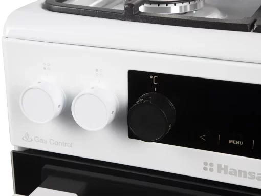 Плита Hansa комбінована, 65л, 50x60см, дисплей, конвекція, чавун, білий