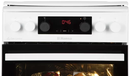 Плита Hansa комбінована, 65л, 50x60см, дисплей, конвекція, чавун, білий