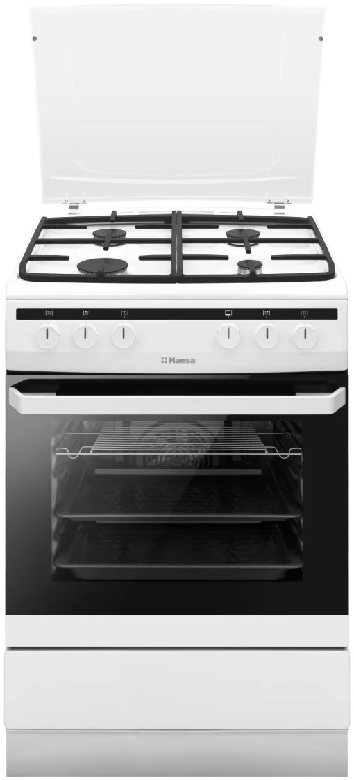 Плита Hansa комбінована, 60х60см, 62л, чавун, газ контр., білий