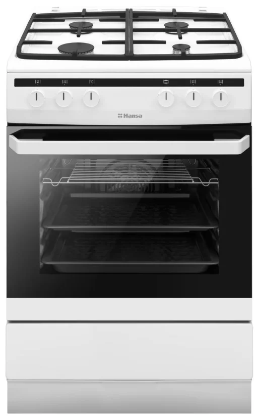 Плита Hansa комбінована, 60х60см, 62л, чавун, газ контр., білий
