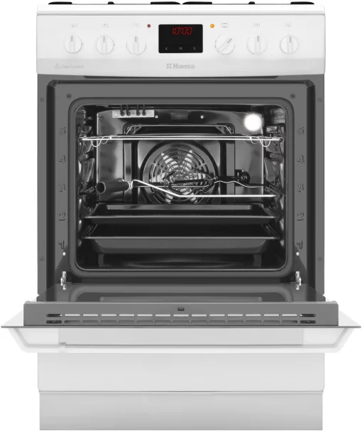 Плита Hansa з комбі. вар. поверхнею, 60х60см, 62л, емаль, газ контр., дисплей, білий