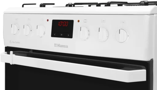 Плита Hansa з комбі. вар. поверхнею, 60х60см, 62л, емаль, газ контр., дисплей, білий