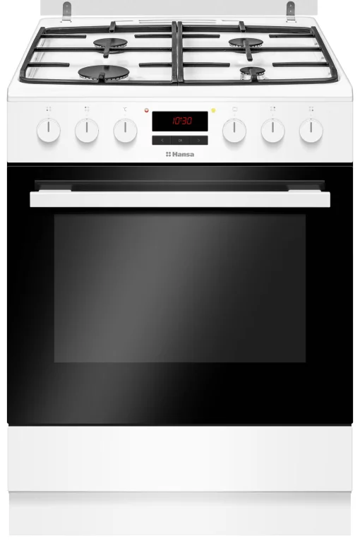 Плита Hansa комбінована, 60х60см, 65л, чавун, газ контр., дисплей, конвекція, білий