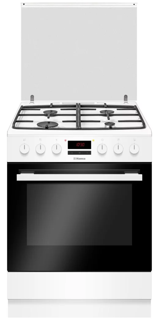 Плита Hansa комбінована, 60х60см, 65л, чавун, газ контр., дисплей, конвекція, білий