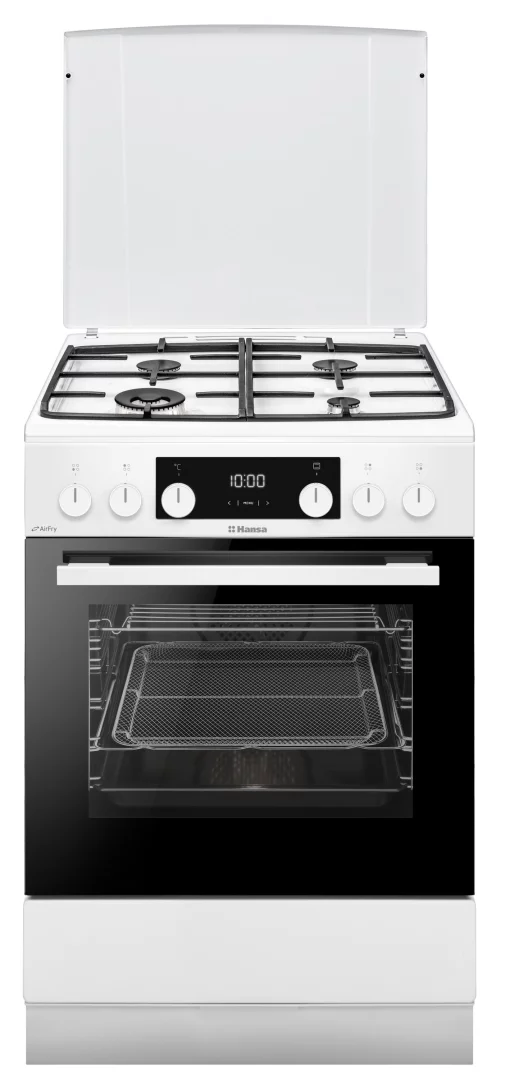 Плита Hansa комбінована, 77л, 60x60см, дисплей, конвекція, чавун, білий