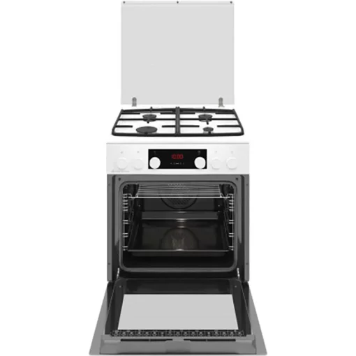 Плита Hansa комбінована, 60х60см, 77л, чавун, газ контр., дисплей, білий
