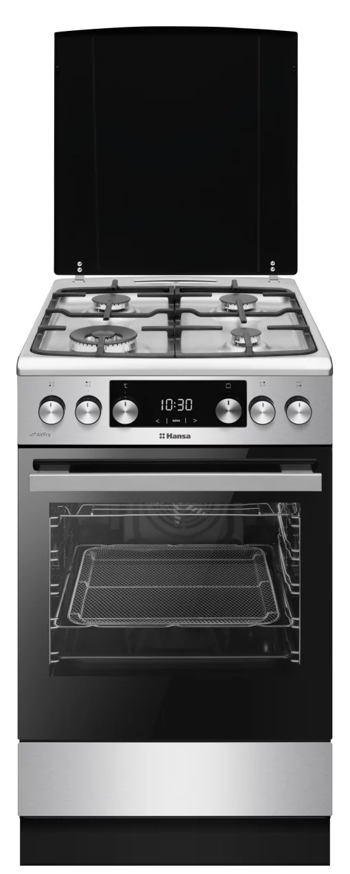 Плита Hansa комбінована, 65л, 50x60см, дисплей, конвекція, чавун, нерж