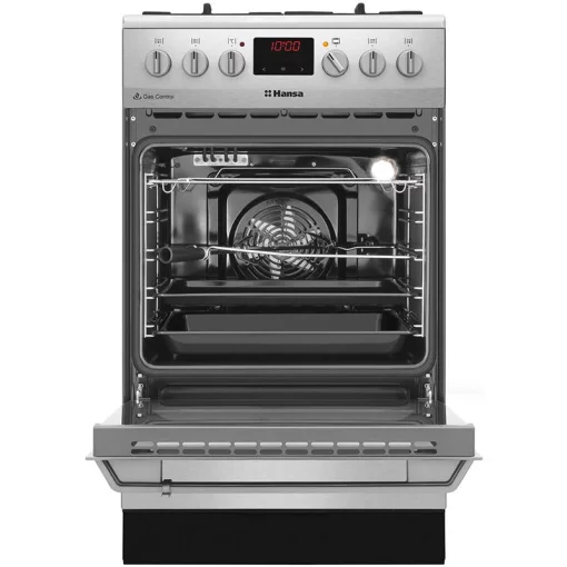 Плита Hansa комбінована, 50х60см, 65л, чавун, газ контр., дисплей, нержавіюча сталь