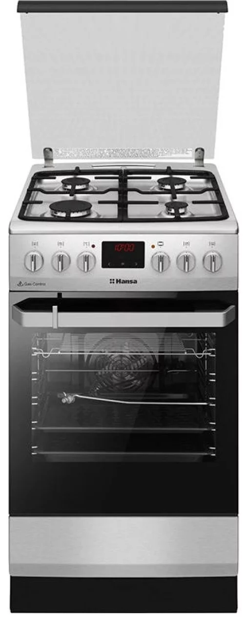 Плита Hansa комбінована, 50х60см, 65л, чавун, газ контр., дисплей, нержавіюча сталь