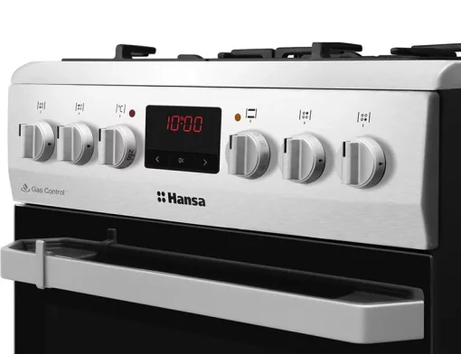 Плита Hansa комбінована, 50х60см, 65л, чавун, газ контр., дисплей, нержавіюча сталь