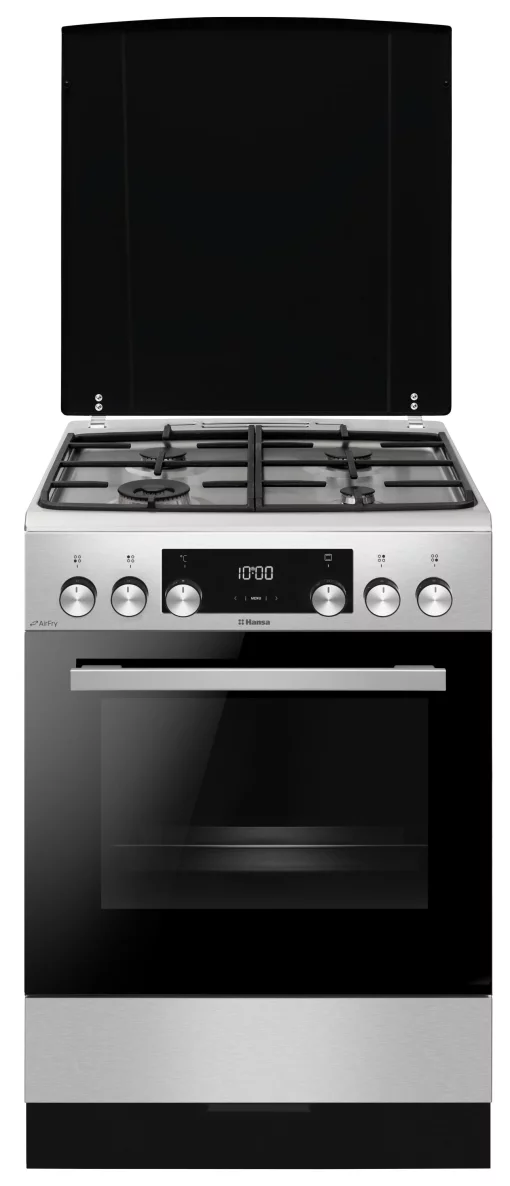 Плита Hansa комбінована, 77л, 60x60см, дисплей, конвекція, чавун, нерж