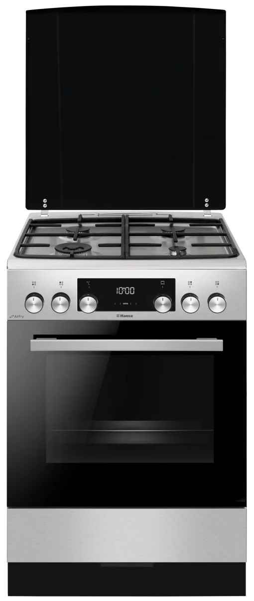 Плита Hansa комбінована, 77л, 60x60см, дисплей, конвекція, чавун, нерж