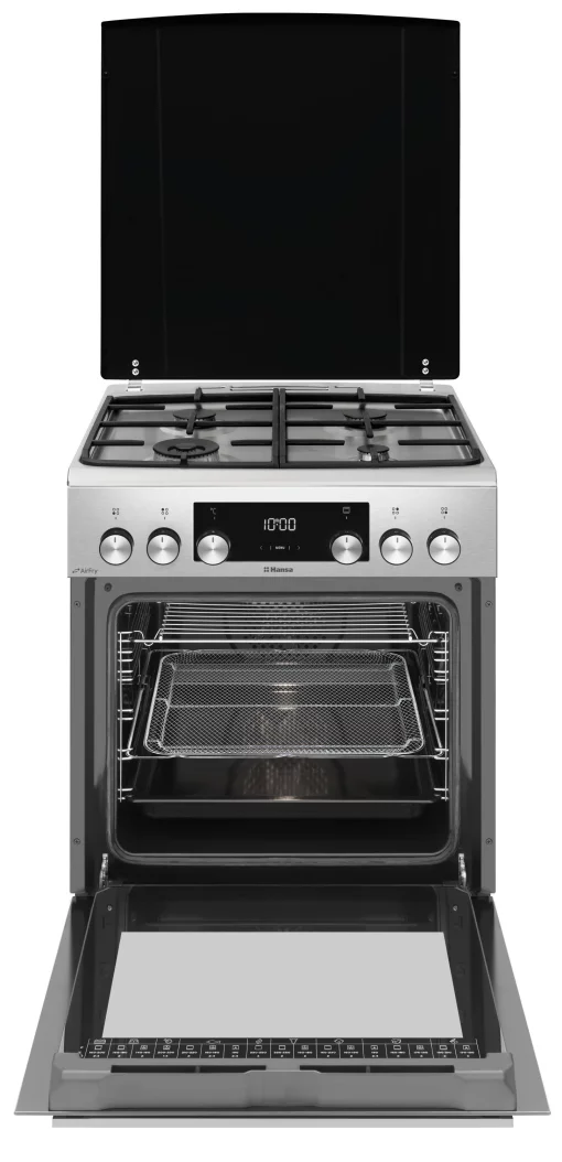 Плита Hansa комбінована, 77л, 60x60см, дисплей, конвекція, чавун, нерж