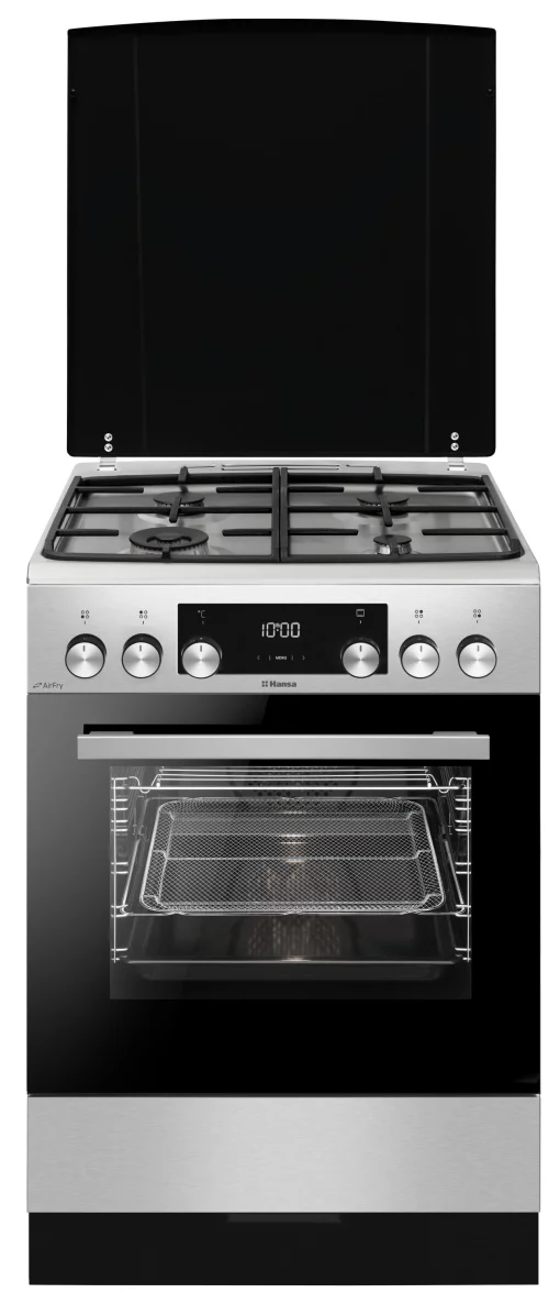 Плита Hansa комбінована, 77л, 60x60см, дисплей, конвекція, чавун, нерж