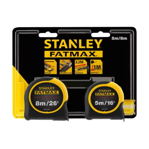 Рулетки вимірювальні FatMax®, 5м/16х25мм + 8/26х25, в хромованому корпусі STANLEY FMHT81745-0