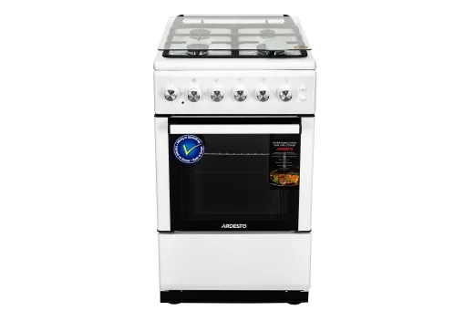 Плита ARDESTO комбі, 52л, 50x60см, конвекція, чавун, підсвічування, форсунки LPG (підключення газового балона), білий