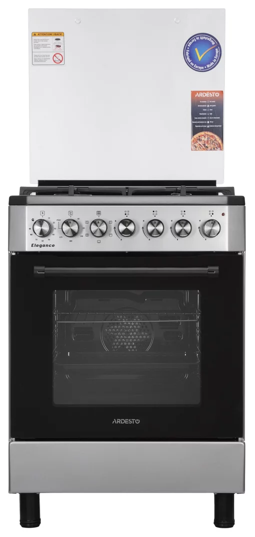 Плита ARDESTO комбі Elegance, 66л, 60x60см, конвекція, чавун, підсвічування, форсунки LPG (підключення газового балона), знімні направляючі, сірий