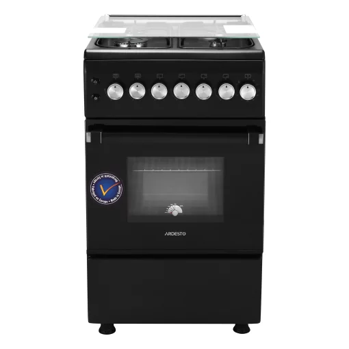 Плита Ardesto газова, 50л, 50x60см, скляна кришка, електропідпал, таймер, термометр, каво адаптер, форсунки LPG (підключення газового балона), чорний