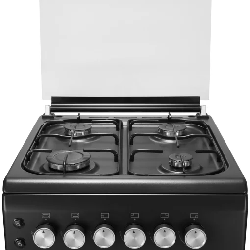 Плита Ardesto газова, 50л, 50x60см, скляна кришка, електропідпал, підсвічування, термометр, каво адаптер, відкидна шухляда,  форсунки LPG (підключення газового балона), чорний