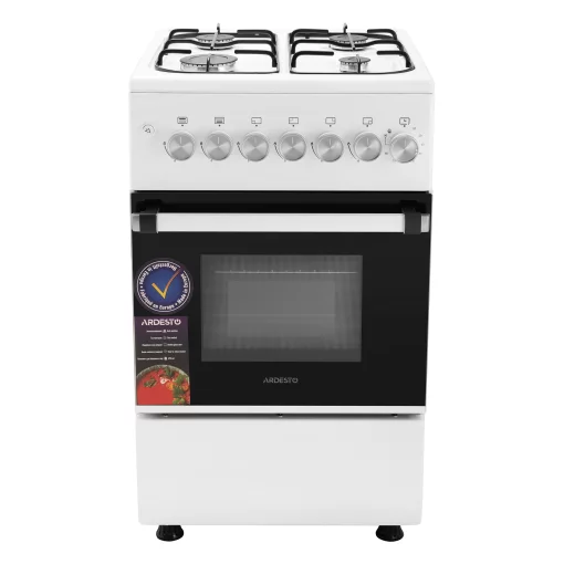 Плита Ardesto газова, 50л, 50x60см,  електропідпал, таймер,  форсунки LPG (підключення газового балона), білий