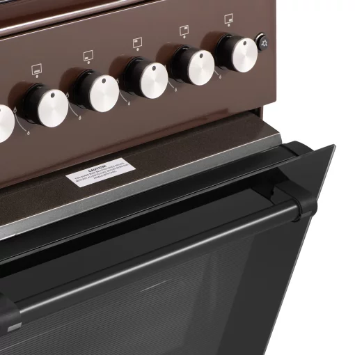 Плита Ardesto газова, 58л, 60x60см, скляна кришка, електропідпал, підсвічування, таймер, термометр, відкидна шухляда, форсунки LPG (підключення газового балона), коричневий