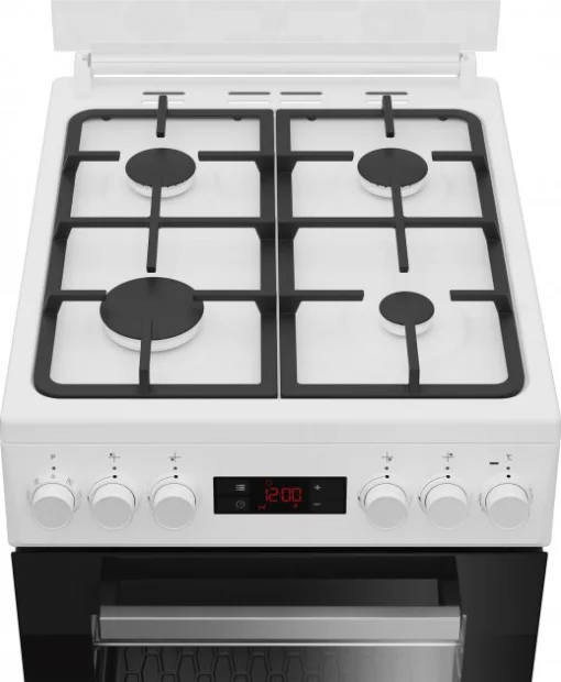 Плита Beko комбінована, 60л, 50x60см, дисплей, конвекція, чавун, білий