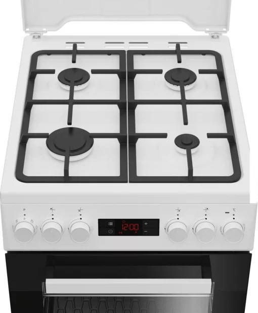Плита Beko комбінована, 60л, 50x60см, дисплей, конвекція, чавун, білий
