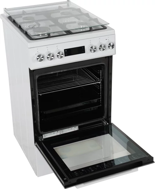 Плита Beko комбінована, 60л, 50x60см, дисплей, конвекція, чавун, білий