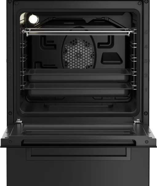 Плита Beko комбінована, 60л, 50x60см, дисплей, конвекція, чавун, чорний