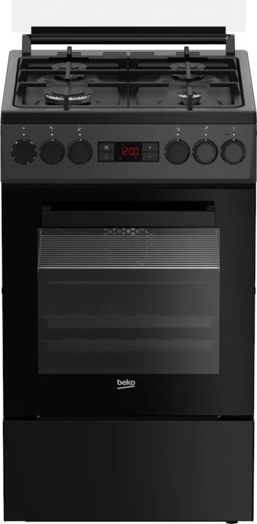 Плита Beko комбінована, 60л, 50x60см, дисплей, конвекція, чавун, чорний