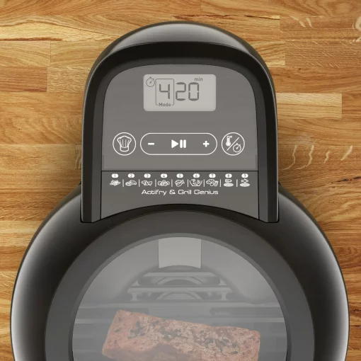 Мультипіч Tefal ActiFry & Grill Genius, 1500Вт, чаша-4л, сенсорне керув., підкл. до смартфону, авто перемішування, пластик, чорно-золотий