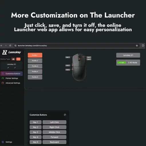 Миша Lemokey G1 USB-A/USB-C/WL/BT, 8K, чорний