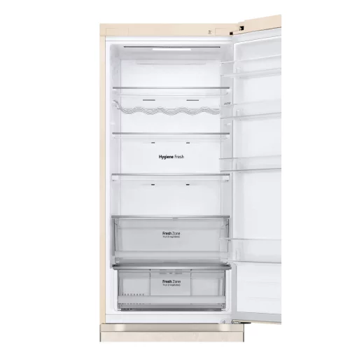 Холодильник LG з нижн. мороз., 203x60х68, холод.відд.-277л, мороз.відд.-110л, 2дв., А++, NF, інв., диспл зовн., зона св-ті, бежевий