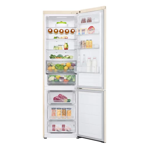 Холодильник LG з нижн. мороз., 203x60х68, холод.відд.-277л, мороз.відд.-110л, 2дв., А++, NF, інв., диспл зовн., зона св-ті, бежевий