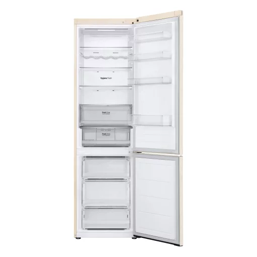 Холодильник LG з нижн. мороз., 203x60х68, холод.відд.-277л, мороз.відд.-110л, 2дв., А++, NF, інв., диспл зовн., зона св-ті, бежевий