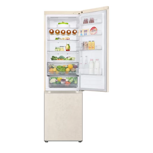 Холодильник LG з нижн. мороз., 203x60х68, холод.відд.-277л, мороз.відд.-110л, 2дв., А++, NF, інв., диспл зовн., зона св-ті, бежевий