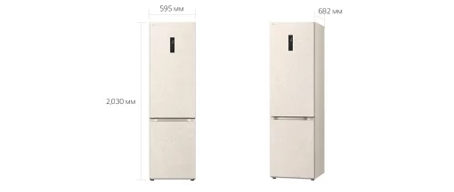 Холодильник LG з нижн. мороз., 203x60х68, холод.відд.-277л, мороз.відд.-110л, 2дв., А++, NF, інв., диспл зовн., Fresh Сonverter, Metal Fresh, бежевий