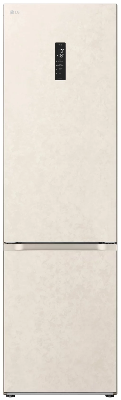 Холодильник LG з нижн. мороз., 203x60х68, холод.відд.-277л, мороз.відд.-110л, 2дв., А++, NF, інв., диспл зовн., Fresh Сonverter, Metal Fresh, бежевий