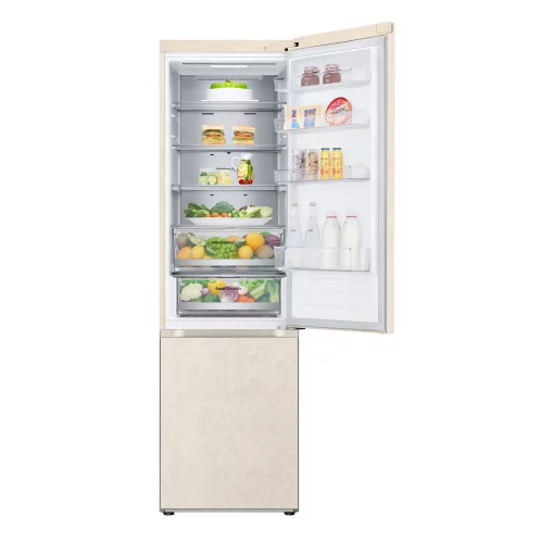 Холодильник LG з нижн. мороз., 203x60х68, холод.відд.-277л, мороз.відд.-110л, 2дв., А++, NF, інв., диспл зовн., Fresh Сonverter, Metal Fresh, бежевий